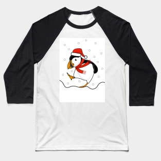 Cute Christmas Puffin In The Snow Baseball T-Shirt